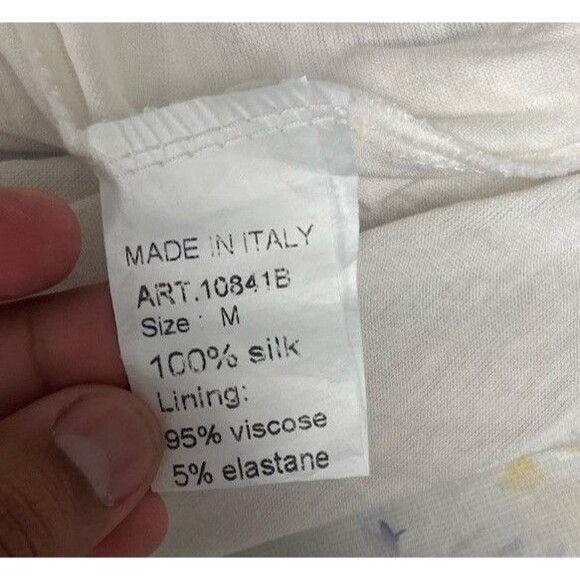 Viola Borghi Blouse White Floral Lined Silk Flowy Fairy Romantic Womens Medium - Picture 12 of 14